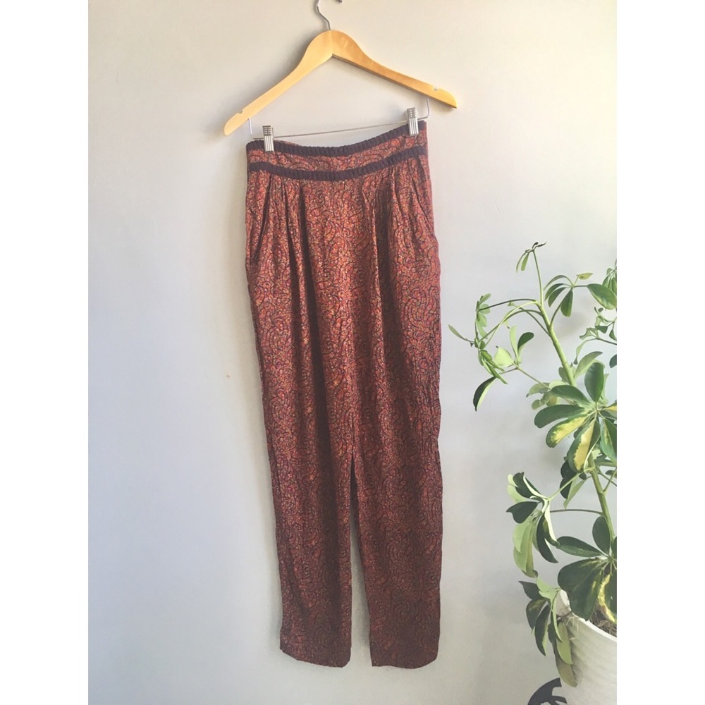{Vintage} Printed Tapered Palazzo Pants